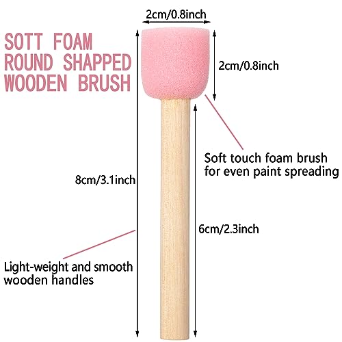 WHQXFDZ 40 Pieces 0.8 inch Round Sponge Foam Brush Set Paint Brush Wooden Handle Foam Brush Sponge Painting Tools for Painting Crafts(0.8inch) - size: 0.8inch