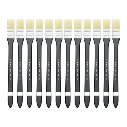 XDT#2365 Hake Artist Paint Brush 12 Piece Set #0.78in, Medium Stiff Hog Bristle Paint Brushes for Acrylic Painting, Acrylic Oil Watercolor - size: #0.78 12Pc