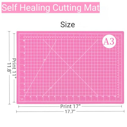 45mm Rotary Cutter and Mat Set, Fabric Cutter Wheel and 12x18 Inch Self Healing Sewing Cutting Mat, Fabric Rotary Cutter with 5pcs Rotary Blades for Quilting Patchworking Crafts, Pink - color: Pink