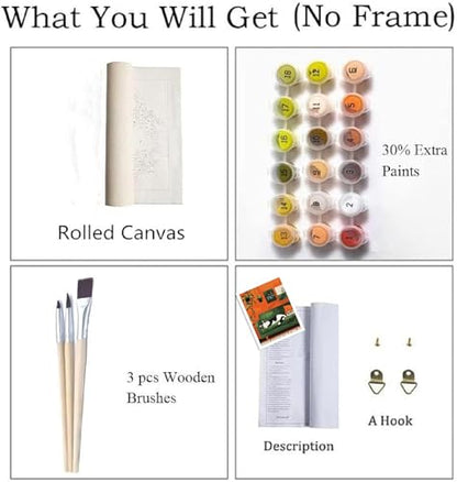 ZRIZQ Paint by Numbers Kit for Adults Beginner,Cat Sleeping Bedroom,16x20 | Full set with wooden brushes,rolled canvas,rich paints.Calming activity.Beginner friendly.Just open and paint. - color: 16"X20"Rolled Canvas(Frameless)-Cat 19