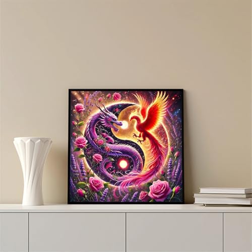 DIY Diamond Art Kits for Adults, Dragon and Phoenix Diamond Painting Kits - color: CM067