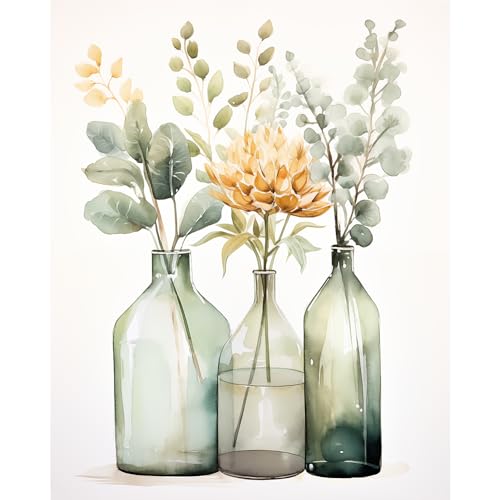 Natuyalo Paint by Numbers Kit for Adults - Flowers in Bottle DIY Adult Paint by Number Kits Acrylic Canvas Painting for Adults Beginners Kids Art Crafts Without Frame, 16x20 Inch - color: ART-07