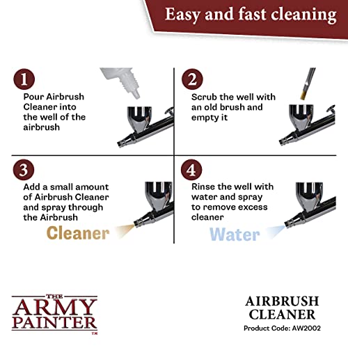 The Army Painter, Airbrush Cleaner, 100 ml dropper bottle | Cleaner for acrylic paints, for airbrushing and maintenance of Wargame miniatures and board games