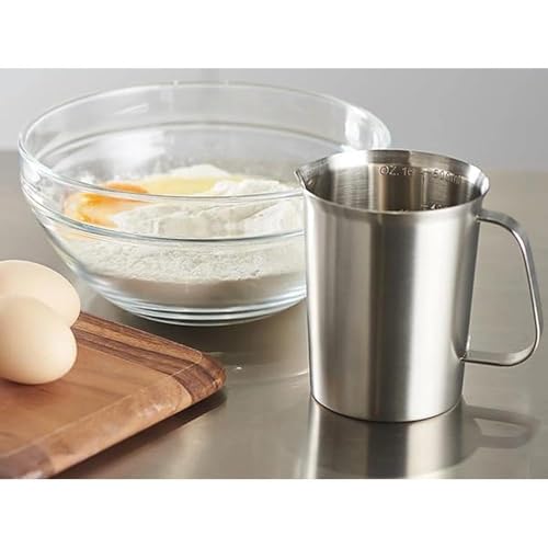 18/8 Stainless Steel Measuring Cup with Handle and Pour Spout, Heavy Duty Kitchen Food Prep Cup for Cooking, Baking, Coffee and Bar Use, 16 OZ (2 Cup, 500 ML) - color: Flat Handle, size: 16 OZ (2 Cup, 500 ML)
