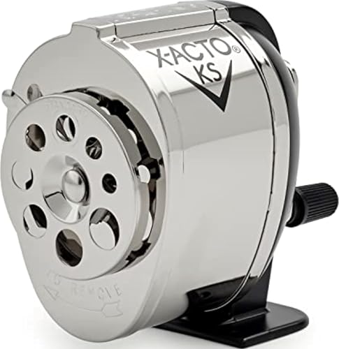 X-ACTO KS Manual Pencil Sharpener, Mountable, Metal, 1 Count - Classroom, Teacher Supplies, Adjustable for 8 Pencil Sizes - size: 1 Count (Pack of 1)