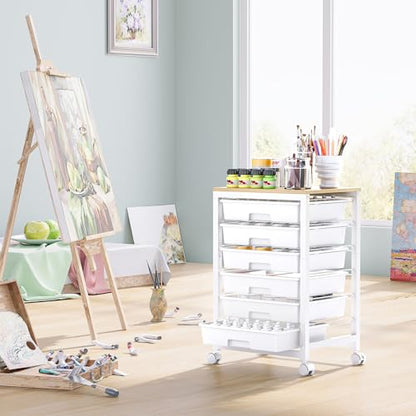 SYKIARIOL Rolling Cart with 6 Drawers,White - color: White, size: 6 Drawers