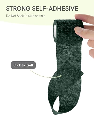 FriCARE Self Adhesive Bandage Wrap, Medical Tape in First Aid Kit | Elastic Cohesive Bandages for Sports/Vet/Wrist Ankle Wounds, 2 Inches X 5 Yards, Latex-free 6 Rolls, Hunter Green - color: Hunter Green