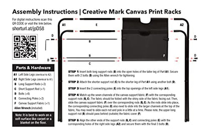 Creative Mark Folding Canvas Art Print Rack, Portable Display, Jumbo | Ideal for Artwork, Prints, Panels & Posters, Galleries, Studios & Storage. Lightweight Frame, Canvas Basin, Rubber Feet - size: Jumbo