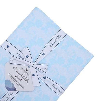 Tinyspool & Co. Quilting Bundle – Eternal Bleu Twirlie Roll Fabric + 3-Yard Fabric No.15 – Baby Blue – 100% American Cotton Fabric Kit with Strips & Pre-Cut Yardage for Borders, Binding & Backing