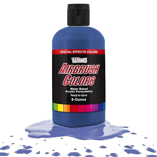 U.S. Art Supply Pearlized Blue Pearl Acrylic Special Effects Airbrush Paint - 8oz Ready to Spray Air Brush Paint for Nails, Models, Fabric - Water-Based Air Brush Painting - color: Blue Pearl, size: 8 Fl Oz (Pack of 1)