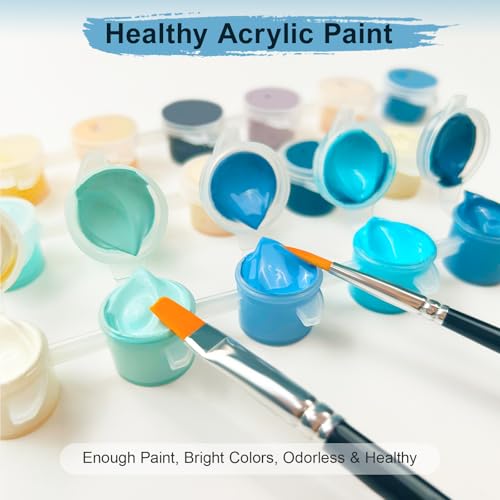 Bougimal 6 Pack Paint by Numbers Kit for Beginners, 11" W x 14" L Mountain and Water DIY Acrylic Paint Set on Canvas Without Frame in Box, Kids Paint by Numbers Kits for Home Decor & Birthday Gift - color: Mountain and Water, size: 11" W x 14"L