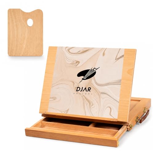 DJAR Tabletop Sketchbox Art Easel with Storage & Palette, Solid Beechwood - style: Tabletop Easel