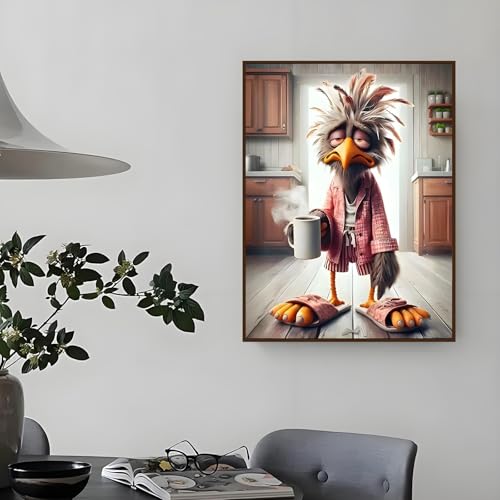 Shouruihua Diamond Painting Kits for Adults, Chicken Diamond Art Kits | Funny Animal, Gem Art, Diamond Dotz Kits, Diamond Dots, Full Round Drill Diamond Painting Kits for Adults, 11.8x15.7 in - color: Stay Up Night Chicken