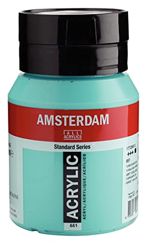 Amsterdam Standard Series Acrylic Paint Jar, Turquoise Green 661, 16.9 fl oz - color: Turquoise Green, size: 16.9 Fl Oz (Pack of 1)