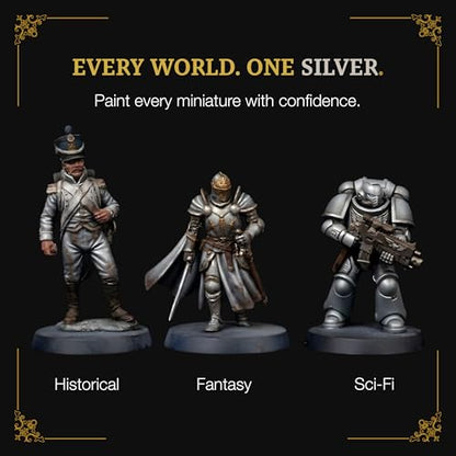 Ludus Bellum Miniature Paint Silver Color 18ml Precision Dropper Bottle | Professional Acrylic Paint for Miniatures & Models, Provides Quality Acrylic Tones and Shades for Warhammer 40K D&D Figures - color: Silver
