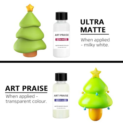 Premium Air Dry Clay Varnish Set, Matte & Gloss Finish, Air Dry Clay Glaze for Pottery and Acrylic Paint, Colourless, High Gloss & Scratch Resistant (30ml Each)