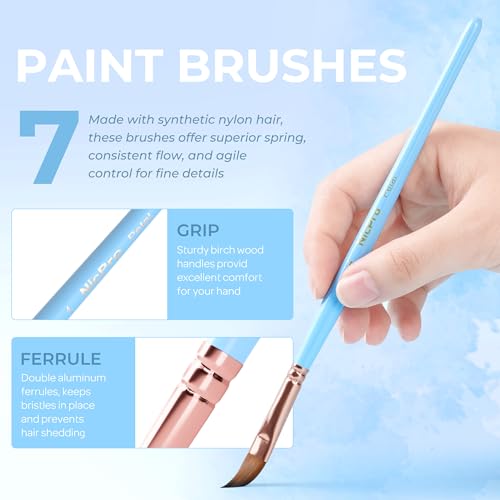 Nicpro 7pcs Face Paint Brush Set,Aesthetic Pastel Face & Body Paint Brushes - color: Pastel
