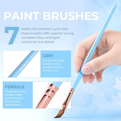 Nicpro 7pcs Face Paint Brush Set,Aesthetic Pastel Face & Body Paint Brushes - color: Pastel
