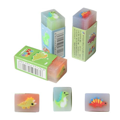 HILAZA 18Pcs Cute Dinosaur Erasers for Kids Bulk, Kawaii Fun Pencil Jelly Erasers for School Classroom Supplies Prize Gifts Party Favors - style: DINOSAUR