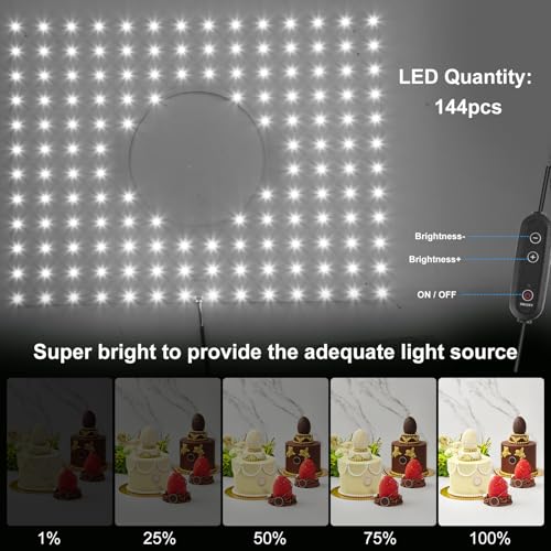 16x16 Inch Photo Studio Light Box Photography with 144 LEDs (CRI>95) & 6 Backdrops, Portable/Dimmable Folding Shooting Tents for Toys/Jewelry/Watches/Cosmetics/Food - size: 16 x16 inch