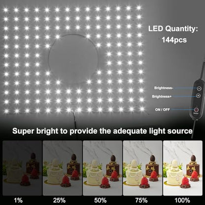 16x16 Inch Photo Studio Light Box Photography with 144 LEDs (CRI>95) & 6 Backdrops, Portable/Dimmable Folding Shooting Tents for Toys/Jewelry/Watches/Cosmetics/Food - size: 16 x16 inch