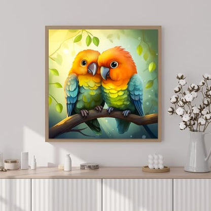 Artunion Framed Paint by Numbers Kit for Adults Beginners & Kids Ages 8-12,Couple Bird Paint by Number with Frame,Birds in Love Animal Paint by Numbers Kit on Canvas 10 * 10 Inch Without Easel - color: ZXT-320-F