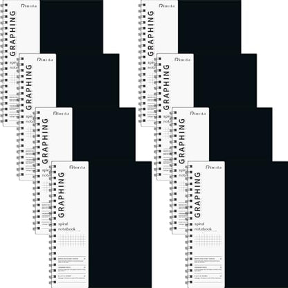 Graph Paper Notebook Spiral Notebook 8.5" x 11" | 8 Pack Grid Paper Notebook Graph notebook Engineering notebook Thick Graphing Paper Notebook Hardcover Journal for School - size: A4, style: 8GRAPH NOTEBOOK