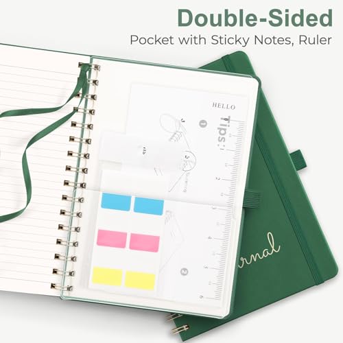 EMSHOI Lined Spiral Journal Notebook, 110 Numbered Pages, A4 (8.2" x 11.2") - color: Dark Green, style: A4 Lined