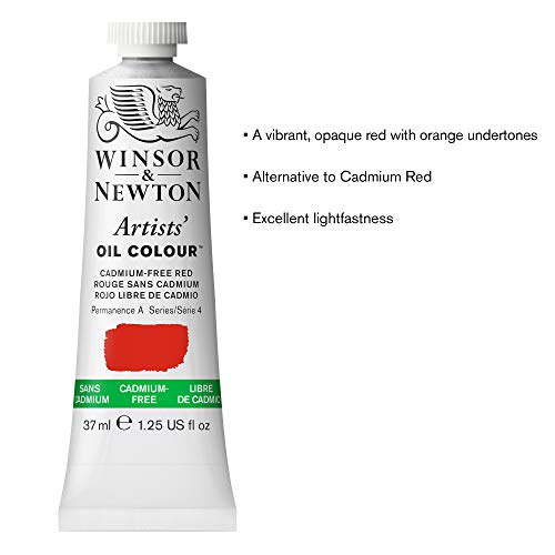 Winsor & Newton Artists' Oil Paint, 37ml Tube, Cadmium-Free Red - color: Cadmium-free Red, style: 1.25-oz Tube