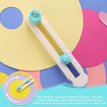 Circle Cutter Paper 2-20cm Adjustable | For Crafts Scrapbooking Card Making; Rotary Cutting Tool With Bottom Blade Guard, Non-Slip Base, Easy Operation