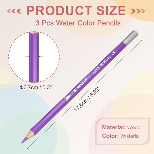 PATIKIL Watercolor Pencils, Wisteria Color Pencil Set Sketch Coloring Drawing Colored Pencils Bulk Artist Drawing Supplies for Adult Coloring Book Blending, 3 Pcs - color: Wisteria