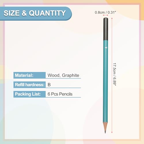 PATIKIL B Drawing Pencils for Sketching, 6PCS Sketch Pencils for Drawing Art Pencils Graphite Wood Pre-sharpened for Drawing Sketching Artist, Hexagonal, Black Refill, Green/Black Pole - style: B