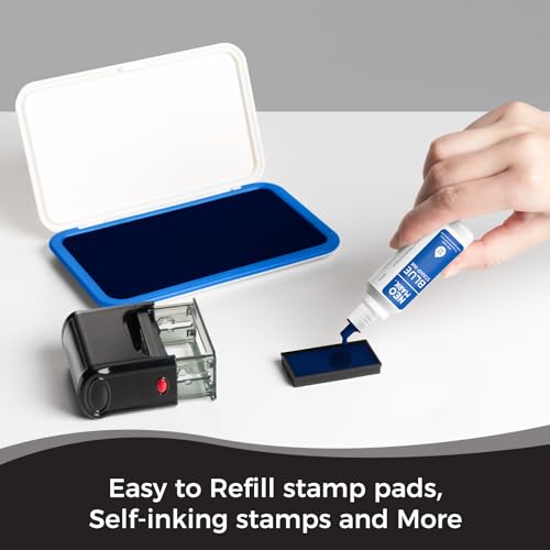 Stamp Ink, 2 Pack Quick-Drying Refill Ink, Blue & Red, 1oz | AP-Certified, Water-Based Ink, Smudge-Resistant, Clear Impressions, Precision Refill Tip, for Date Stamps & Stamp Pads - color: Blue and Red