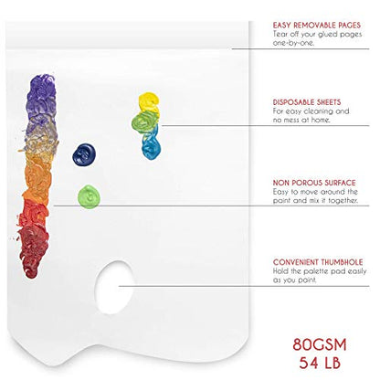 Zenacolor - Paper Palette Pad - 50 Removable and Disposable Sheets for Painters - 80gsm, 24lb - Paint Mixing Palette for All Paints (Oil, Acrylic, Watercolor,...)