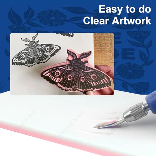 Falling in Art 5 Pack 4x6 Rubber Carving Block, Easy Cut Lino Blocks | Soft Linoleum Block for Printmaking, Stamps, Crafts - size: 4''x6'' 5 Pack