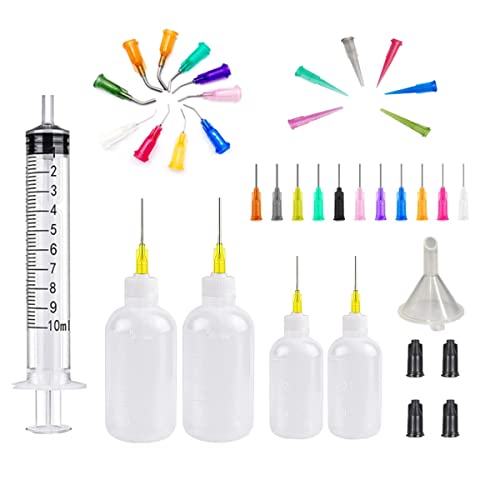 SKYPRO 37 Pcs Dispensers Applicator Bottles and Syringe Set, 30/50ml Dispensing Bottles With Funnel And Dispensing Needles for DIY Quilling, Acrylic Painting, Oiler Bottle, Craft, Artwork Hobbies… - size: Set 20