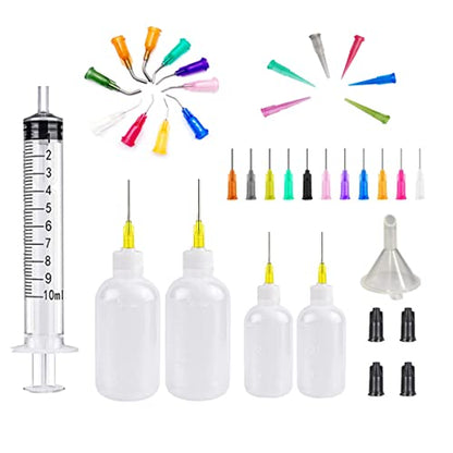 SKYPRO 37 Pcs Dispensers Applicator Bottles and Syringe Set, 30/50ml Dispensing Bottles With Funnel And Dispensing Needles for DIY Quilling, Acrylic Painting, Oiler Bottle, Craft, Artwork Hobbies… - size: Set 20