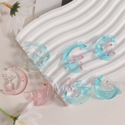 4Pcs Earring Resin Silicone Molds with 40 Earring Hooks, Epoxy Resin Jewelry Molds Silicone Set for Casting Irregular Shape Mold for Earrings Pendant Necklace Bracelet Keychain (4 Pcs-Large) - size: 4 Pcs-Large