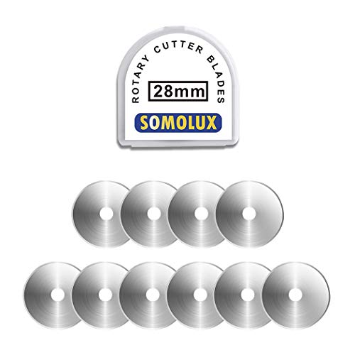 SOMOLUX 28mm Rotary Blades Compatible with Fiskars 28mm Rotary Cutter Perfect for Sewing Arts Crafts, Sharp, and Durable 10 Pack (Round hole) - color: 10pcs 28mm for Fiskars