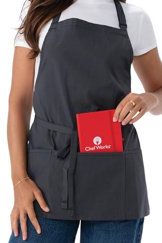 Chef Works Unisex Three Pocket Apron - color: Dark Grey