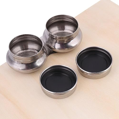 1PC Stainless Steel Oil Painting Palette Cup with Lid and Clip 2 Dipper Large Mouth Oil Paint Pot Container Leakproof Oil Paint Container Cup Turpentine Solvent Tins for Drawing Art Suppllies