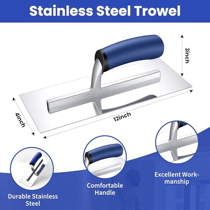Drywall Hand Tools Kit, Drywall Knife Set with Putty Knives, Taping Knives, Aluminum Hawk, Mud Pan, Flat Finishing Trowel, Multi-Fuctional Paniter Scraper