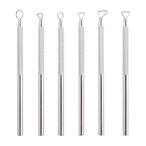 GSHLLO 6 Pcs Metal Clay Sculpting Tools Pottery Carving Trimming Tool Polymer Clay Cutting Kit Modeling Clay Spatula Tools Clay Sculpture Set for Art Craft