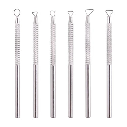 GSHLLO 6 Pcs Metal Clay Sculpting Tools Pottery Carving Trimming Tool Polymer Clay Cutting Kit Modeling Clay Spatula Tools Clay Sculpture Set for Art Craft