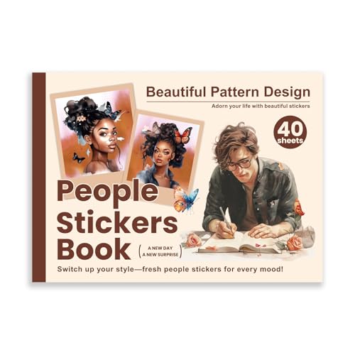 Prstincol 289pcs Planner Stickers,People Stickers for Junk Journal Kit,40 Sheet Scrapbook Supplies with Junk Journal Supplies and Washi Tape Sticker for Planners, Bullet Journal, Mixed Media Art - color: Characterstickersbook1