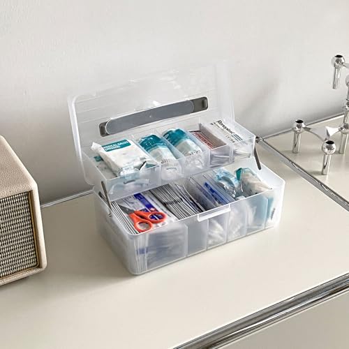Bandage Organizer, 2 Pack | With Lid and Handle, Plastic Storage Container, For First-Aid Supplies, Holds Strips, Wraps, Swabs - size: 2 Pack