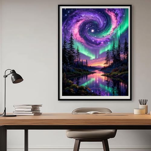 Gemozaic Aurora Paint by Numbers Kit for Adults, Starry Night Sky, 16x20 in - color: MT22906