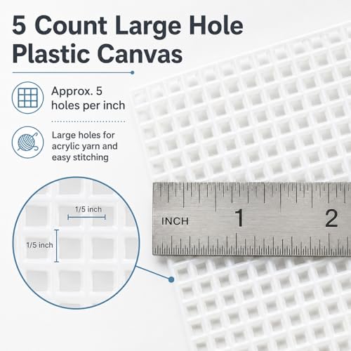 YOUNTHYE 10 PCS 5 Count Plastic Canvas Sheets, 21 x 13.1 Inch Large Hole Plastic Mesh Canvas for Acrylic Yarn, Embroidery Practice, Needlepoint, Crochet, DIY Crafts and Custom Cutting Projects - size: 5count
