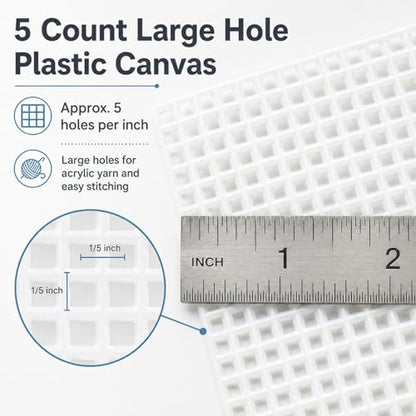 YOUNTHYE 10 PCS 5 Count Plastic Canvas Sheets, 21 x 13.1 Inch Large Hole Plastic Mesh Canvas for Acrylic Yarn, Embroidery Practice, Needlepoint, Crochet, DIY Crafts and Custom Cutting Projects - size: 5count
