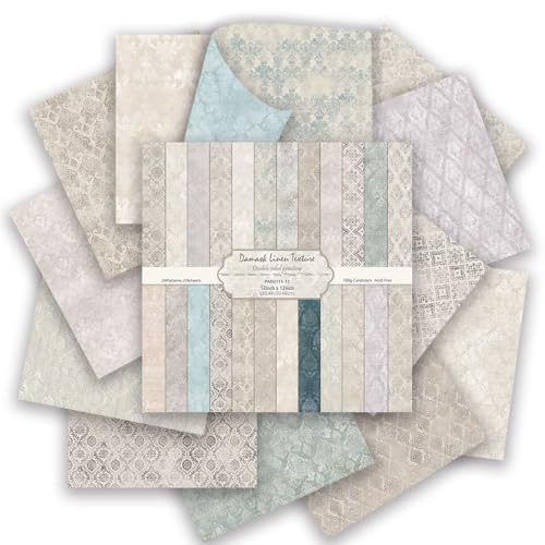 24 Sheets Scrapbook Paper 12×12 Double-Sided Pattern Paper (Damask Texture) | 24 Designs Vintage Background Decorative Craft Paper, Scrapbooking Supplies for Card Making DIY Album Junk Journal Decor - color: Damask Linen Texture